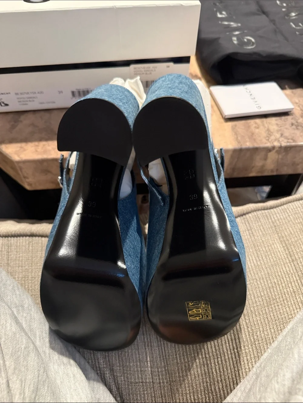 Givenchy Denim Blue Platform Sandals with Ankle Strap size 9